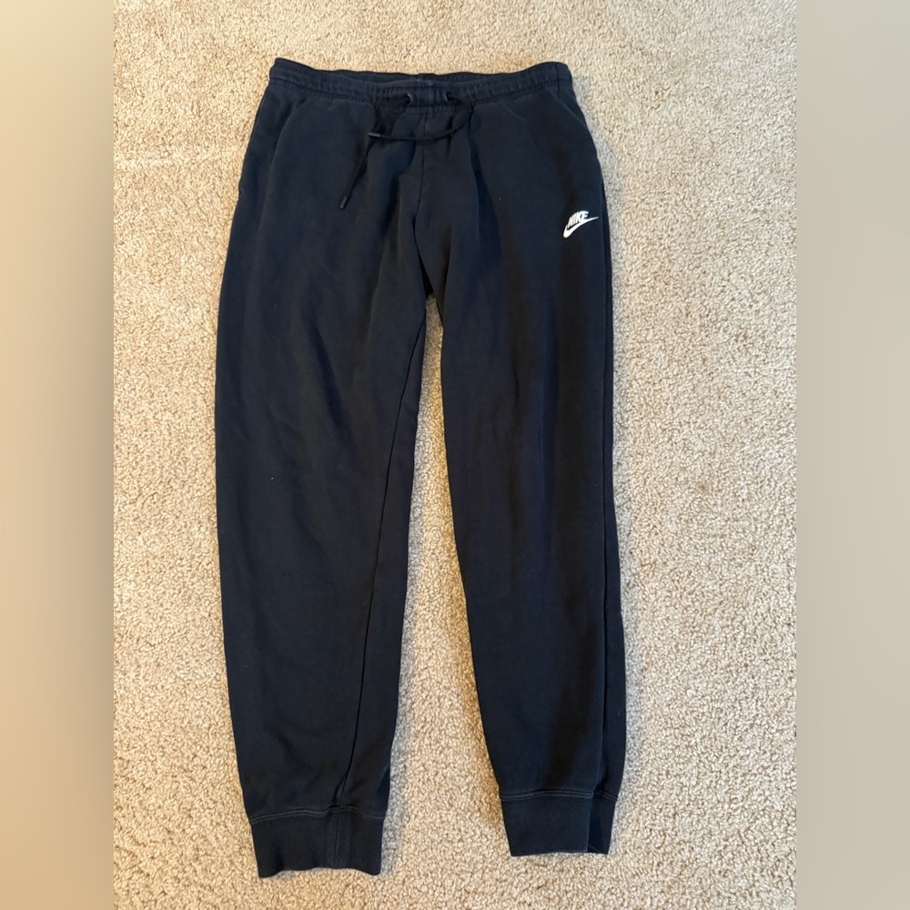 Nike Black Jogger Sweatpants with White Swoosh
